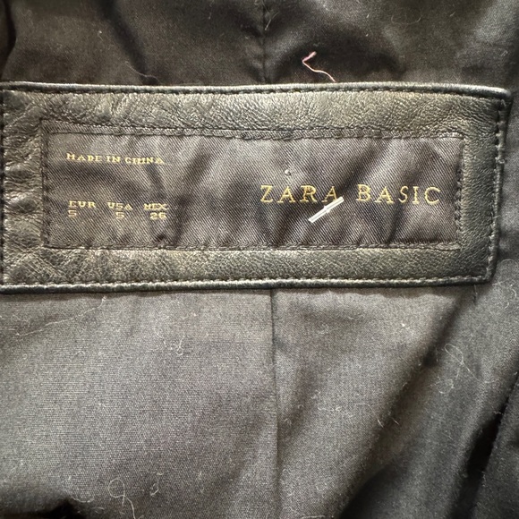 Rare Zara Black Lamb Leather Biker Moto Jacket size S - Picture 4 of 6